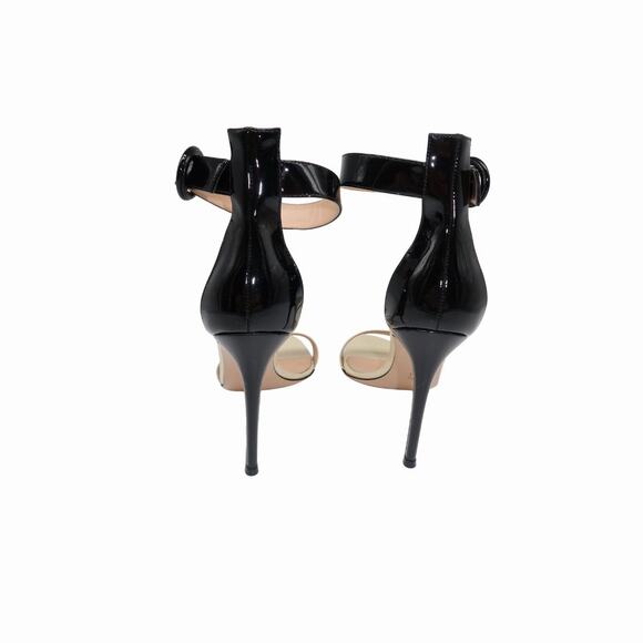 Gianvito Rossi Patent Leather Portofino Ankle Strap Sandals Black White Size 39 - Picture 3 of 6